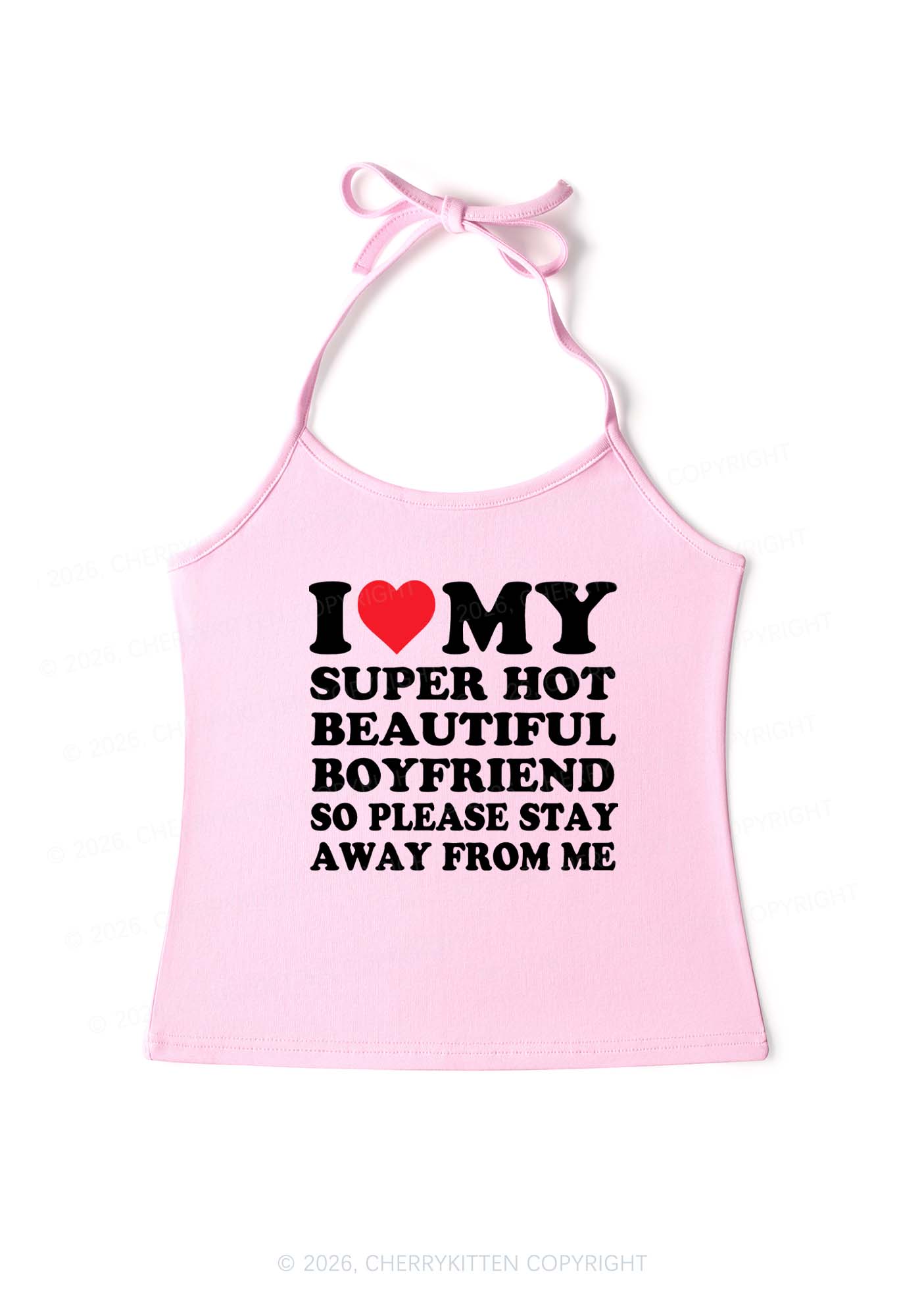 My Super Hot Boyfriend Y2K Halter Neck Cami Cherrykitten