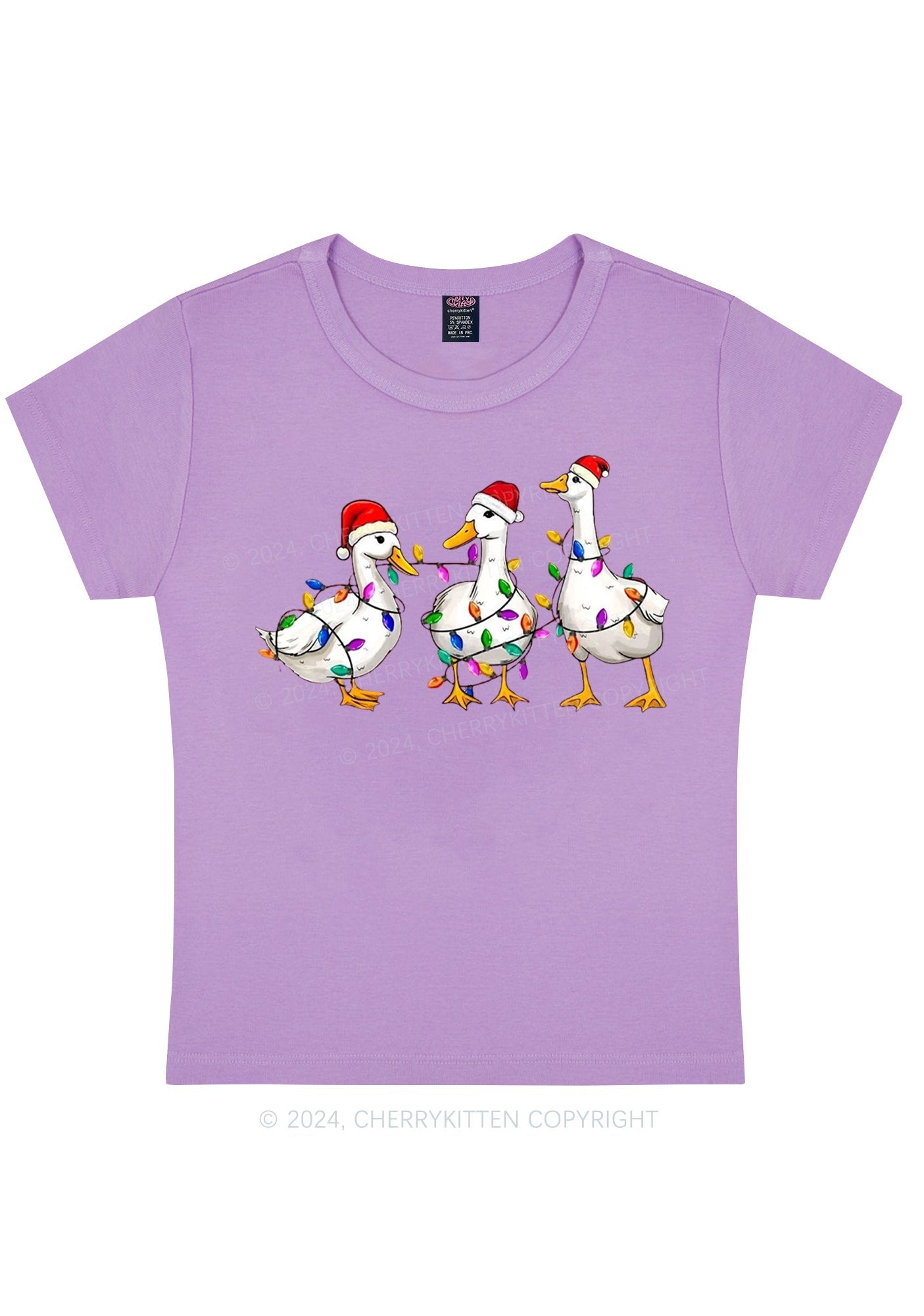 Christmas Santa Duck Y2K Baby Tee Cherrykitten