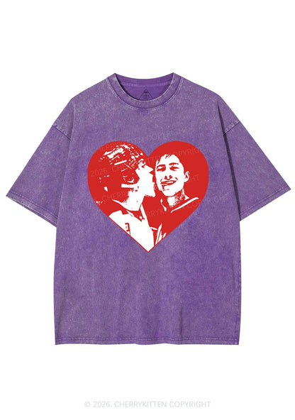 Red Heart Bros HR Y2K Shirts Washed Tee Cherrykitten