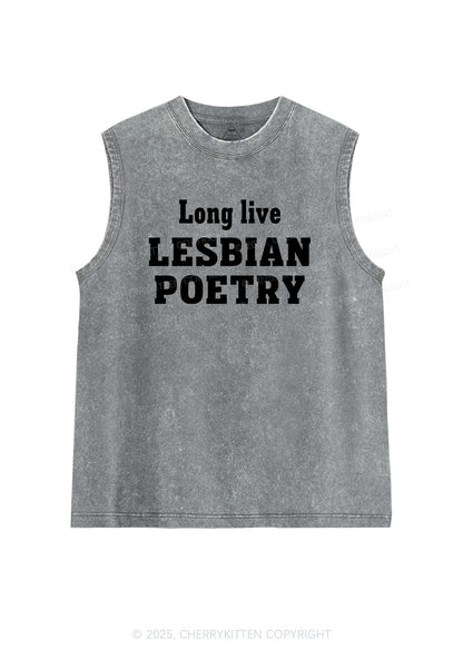 Lesbian Poetry Pride Y2K Washed Muscle Tank Cherrykitten