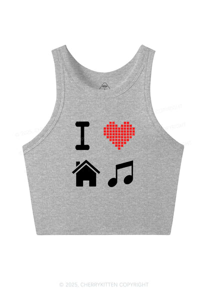 I Love House Music Y2K Crop Tank Top Cherrykitten