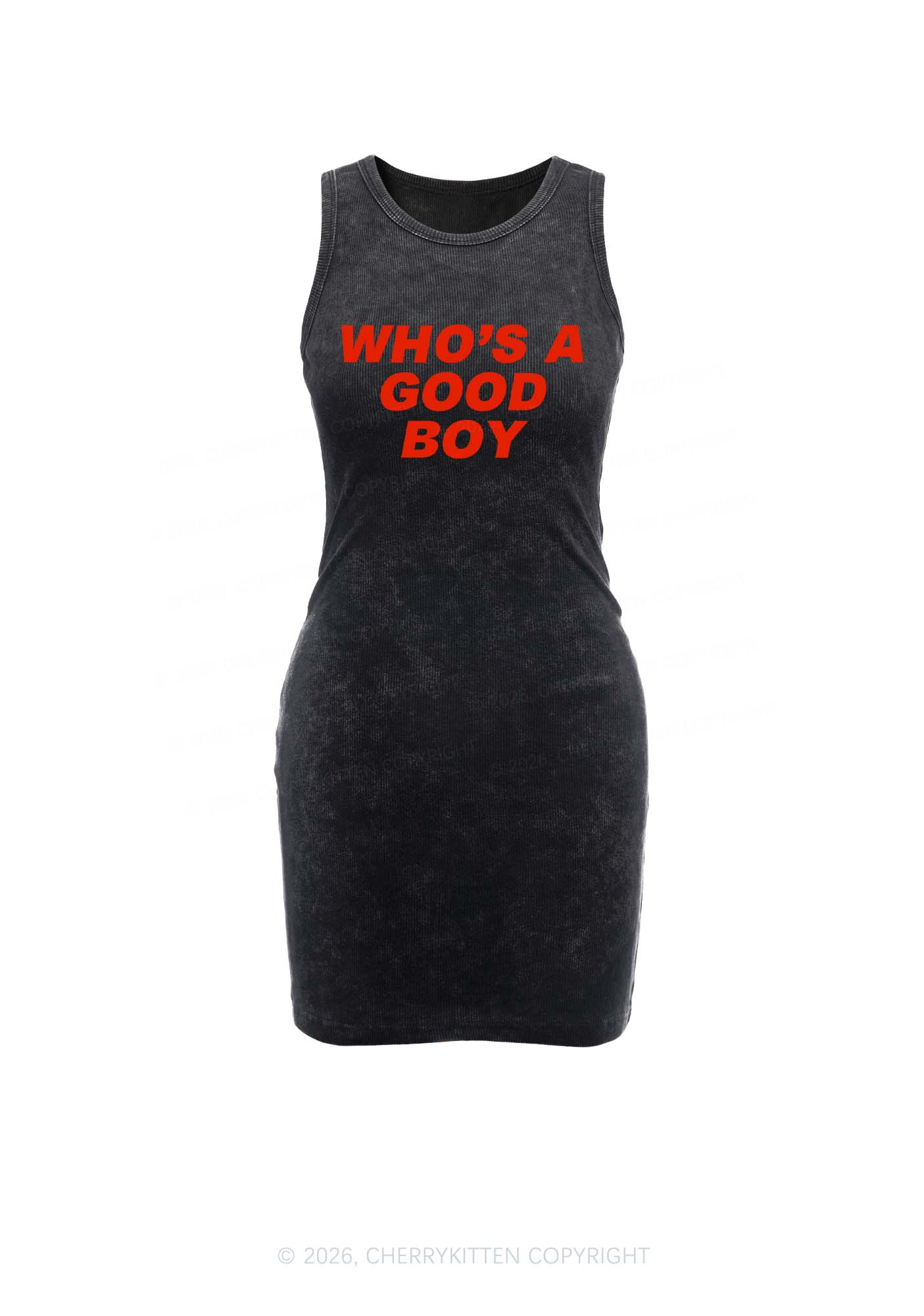 Whos A Good Boy Y2K Washed Tank Dress Cherrykitten