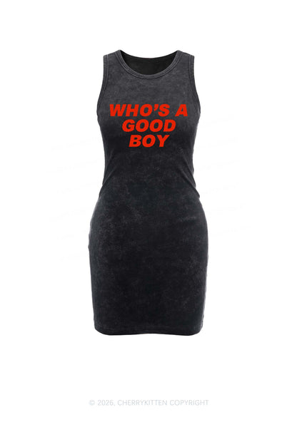 Whos A Good Boy Y2K Washed Tank Dress Cherrykitten