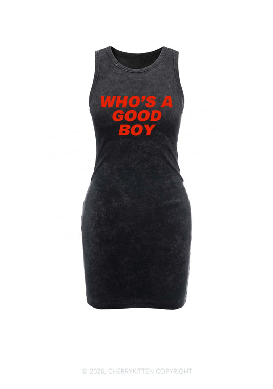 Whos A Good Boy Y2K Washed Tank Dress Cherrykitten
