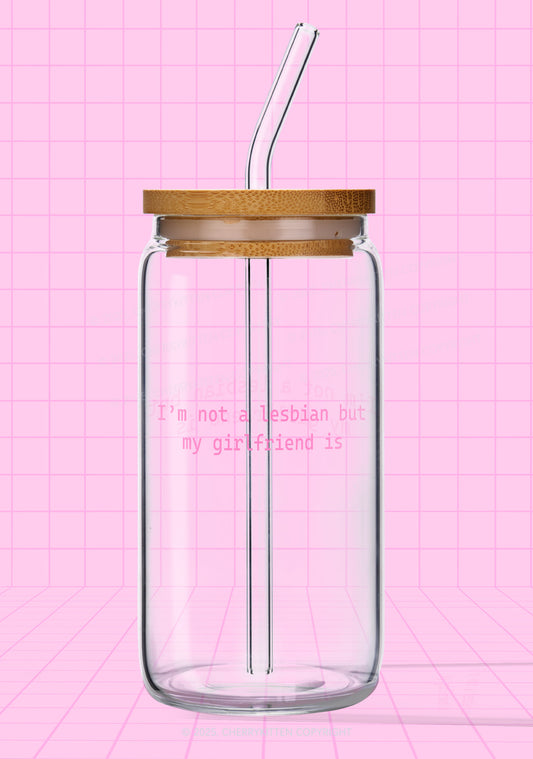My Girlfriend Is Lesbian Pride Y2K Printed Glass Cup Cherrykitten