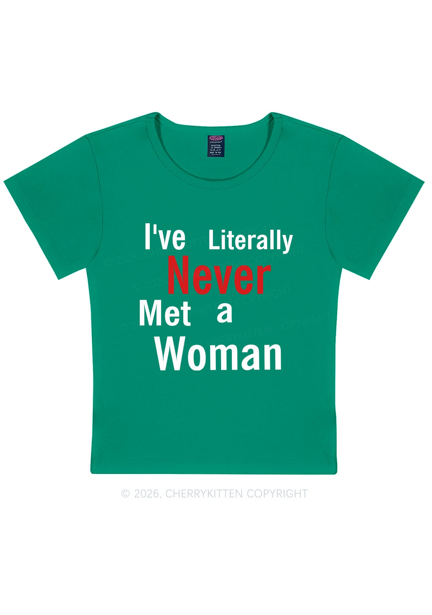 Never Met A Woman Pride Y2K Baby Tee Cherrykitten
