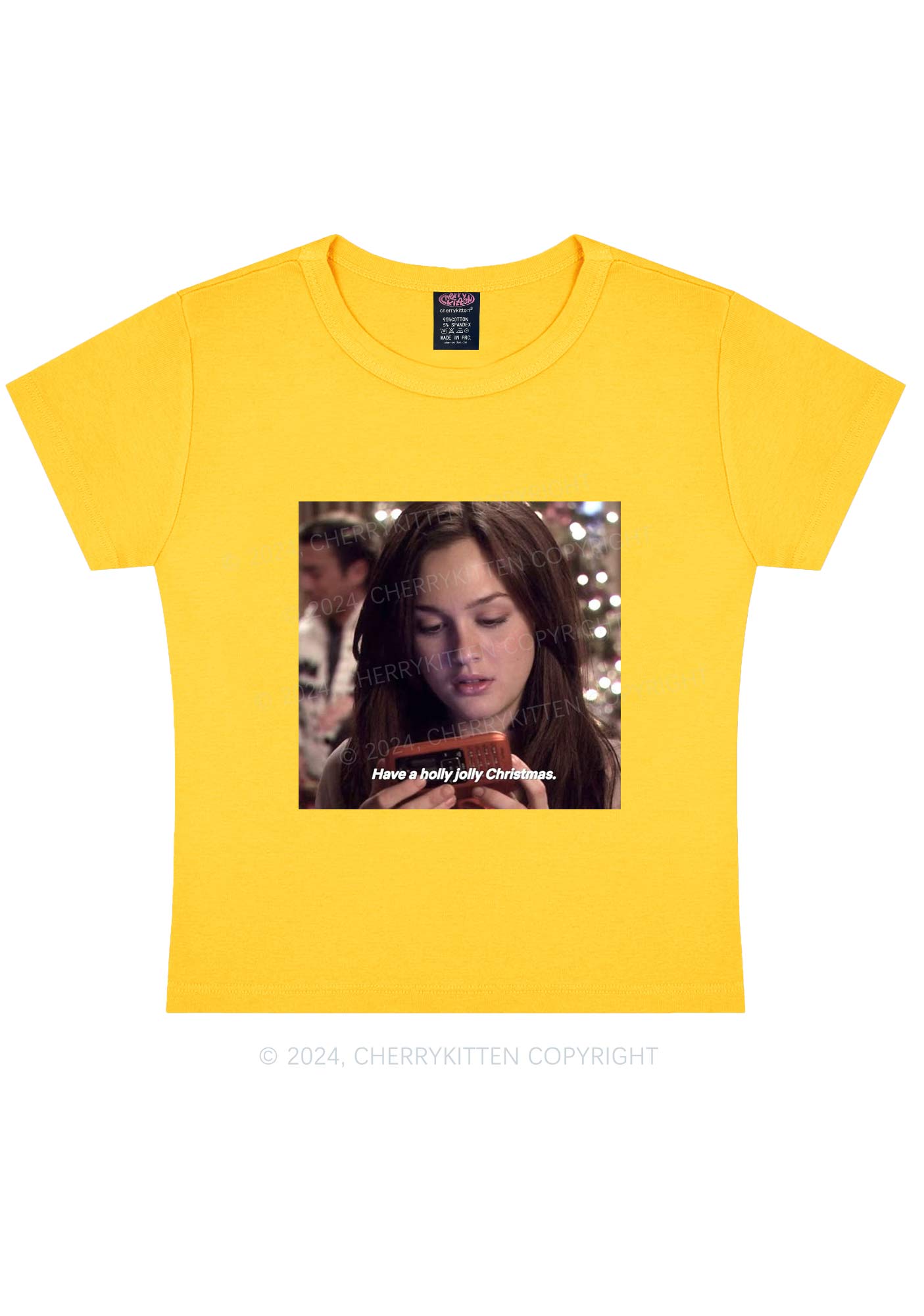 Holly Jolly Christmas Y2K Baby Tee Cherrykitten