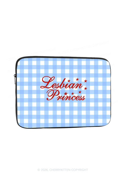 Blue Plaid Lesbian Princess Pride Y2K Laptop Sleeve Cherrykitten