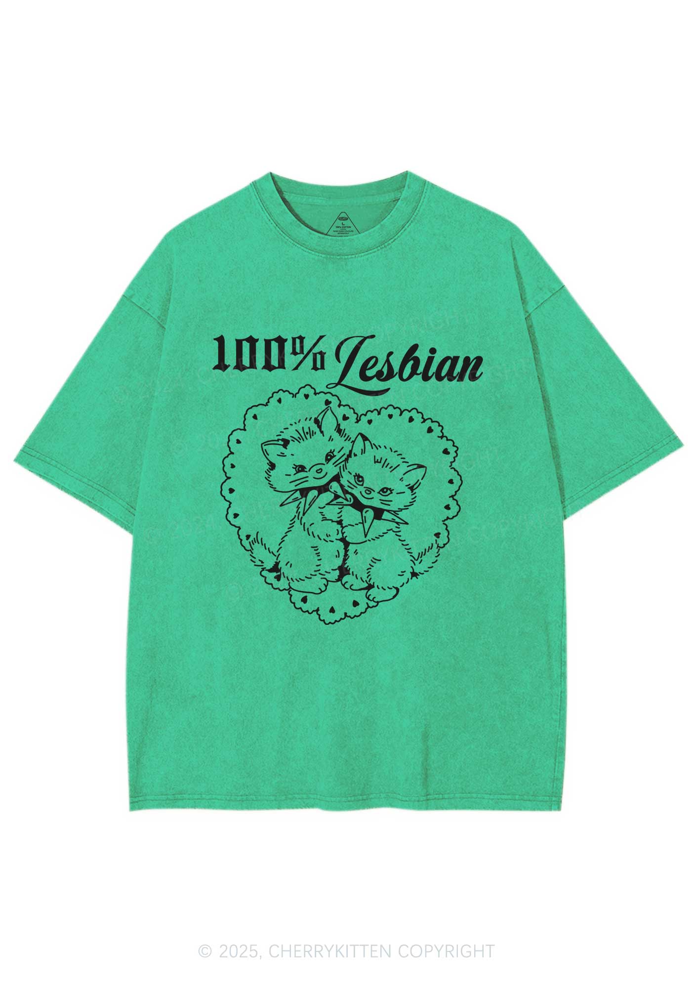 Lesbian Cats Y2K Shirts Washed Tee Cherrykitten