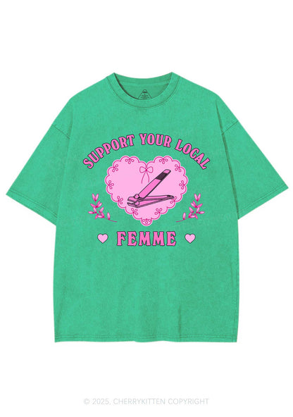 Support Your Local Femme Y2K Shirts Washed Tee Cherrykitten