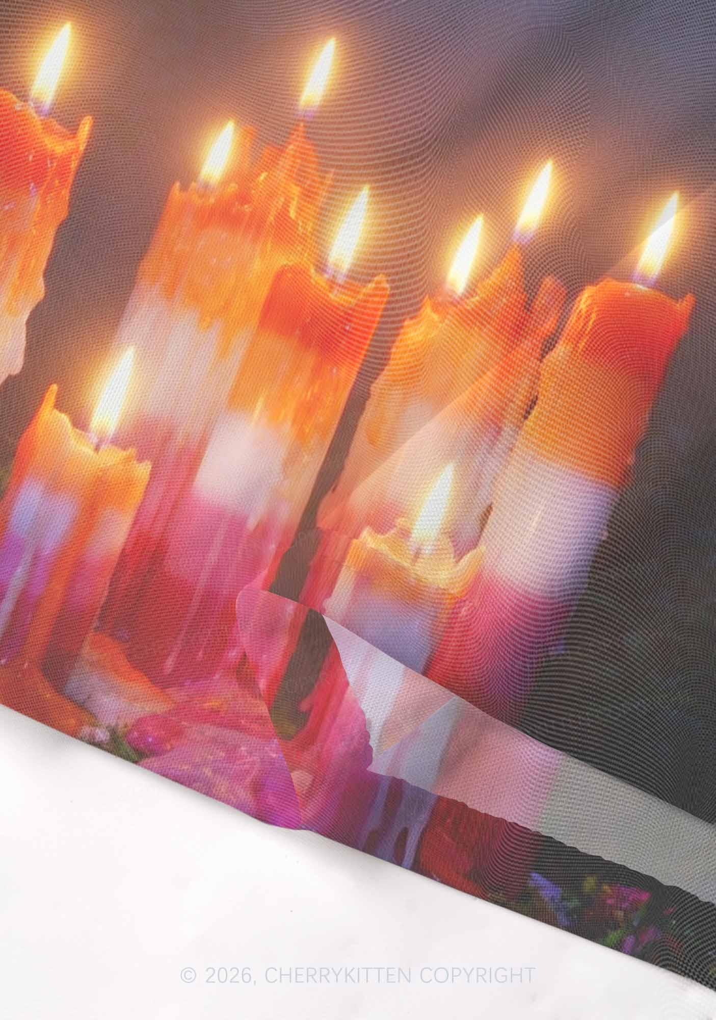 Lesbian Melting Candles Pride Y2K Mesh Long Sleeve Crop Top Cherrykitten