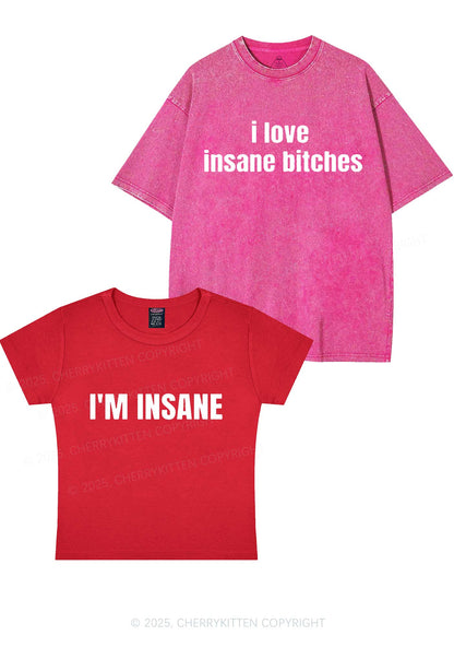 I Love Insane Y2K Valentine's Day Couple Shirt Cherrykitten