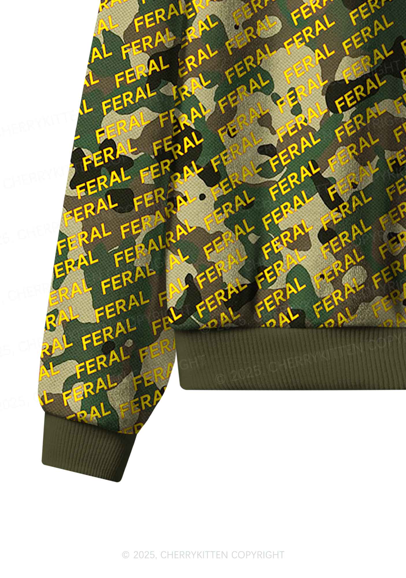 Wild Camouflage Feral Y2K Fleece Long Sleeve Pajama Set Cherrykitten