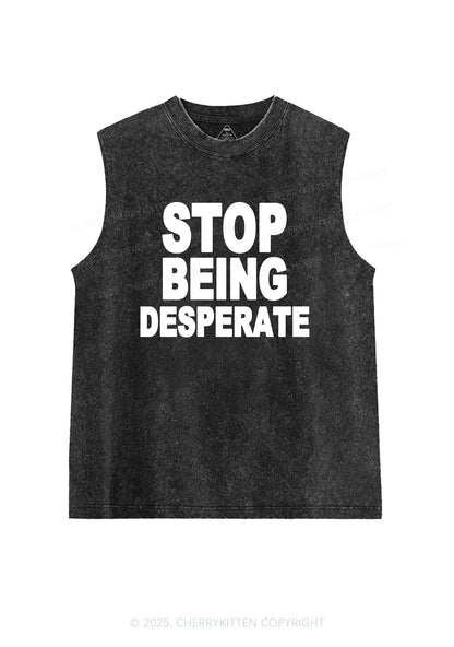 Stop Being Desperate Y2K Washed Muscle Tank Cherrykitten