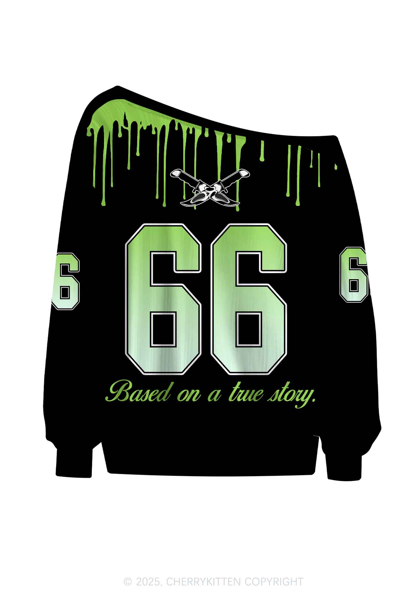 Custom Halloween Black Stab Ghost Y2K Off Shoulder Long Sleeve Sport Jersey Shirts Cherrykitten