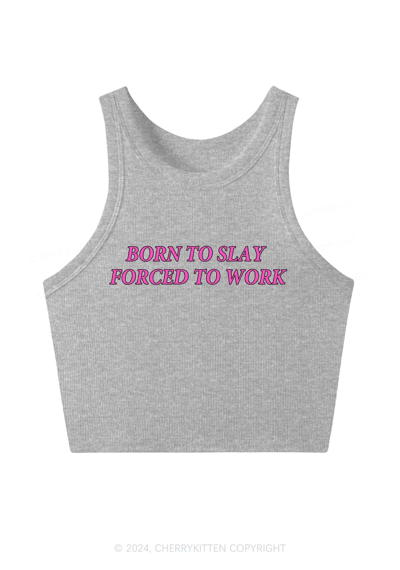 Forced To Work Y2K Crop Tank Top Cherrykitten