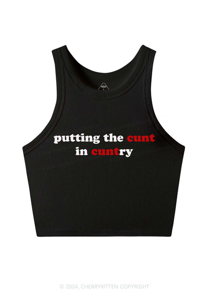 Putting Cxxt In Cuntry Y2K Crop Tank Top Cherrykitten