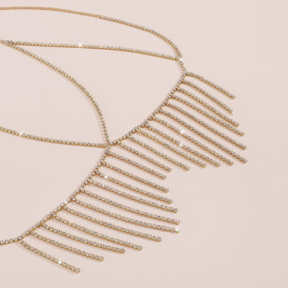 Fashion Metal Tassel Diamond Temperament Breast Chain