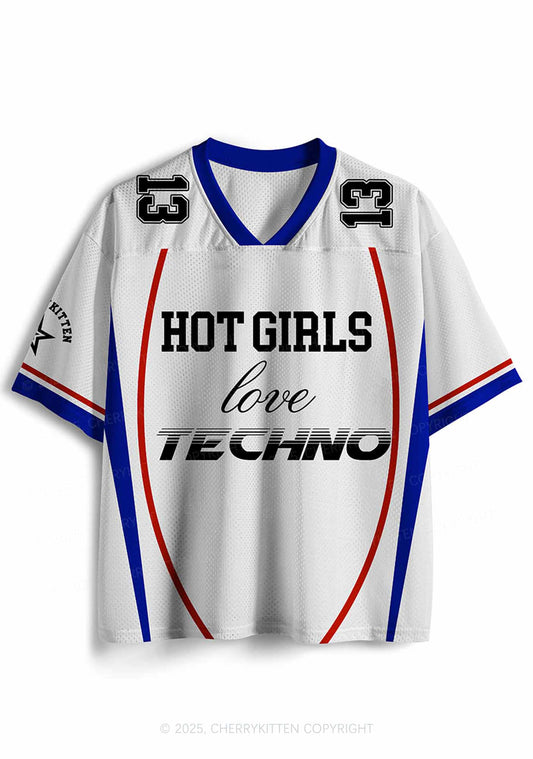 Custom Hot Girls Love Techno Y2K Sport Jersey Shirts Cherrykitten