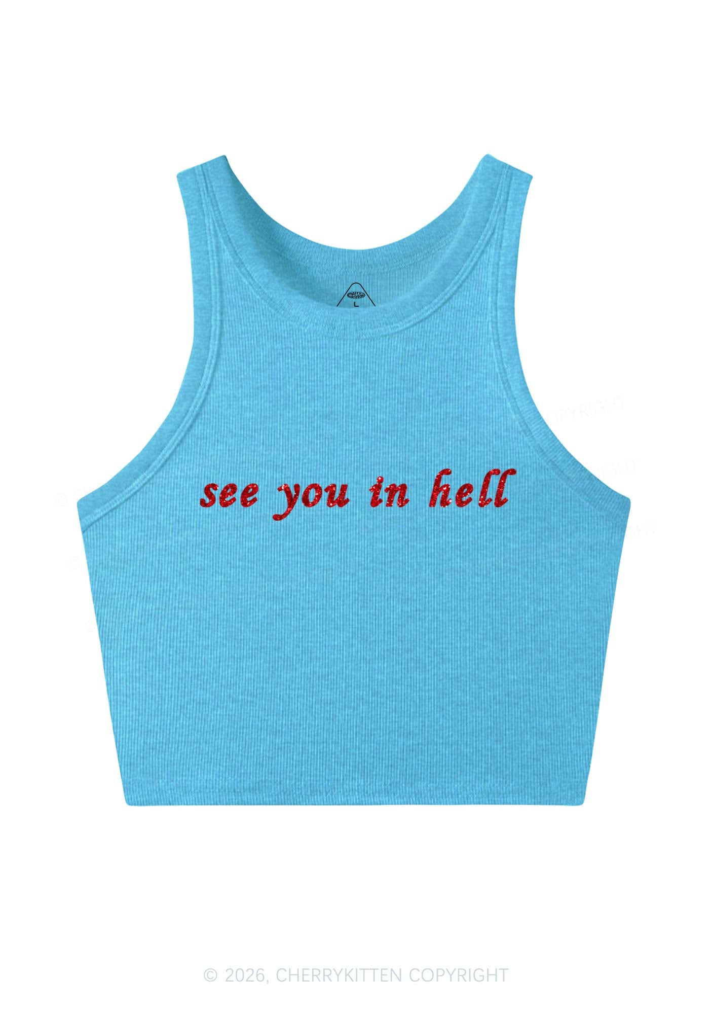 Glitter See You In Hell Pride Y2K Crop Tank Top Cherrykitten