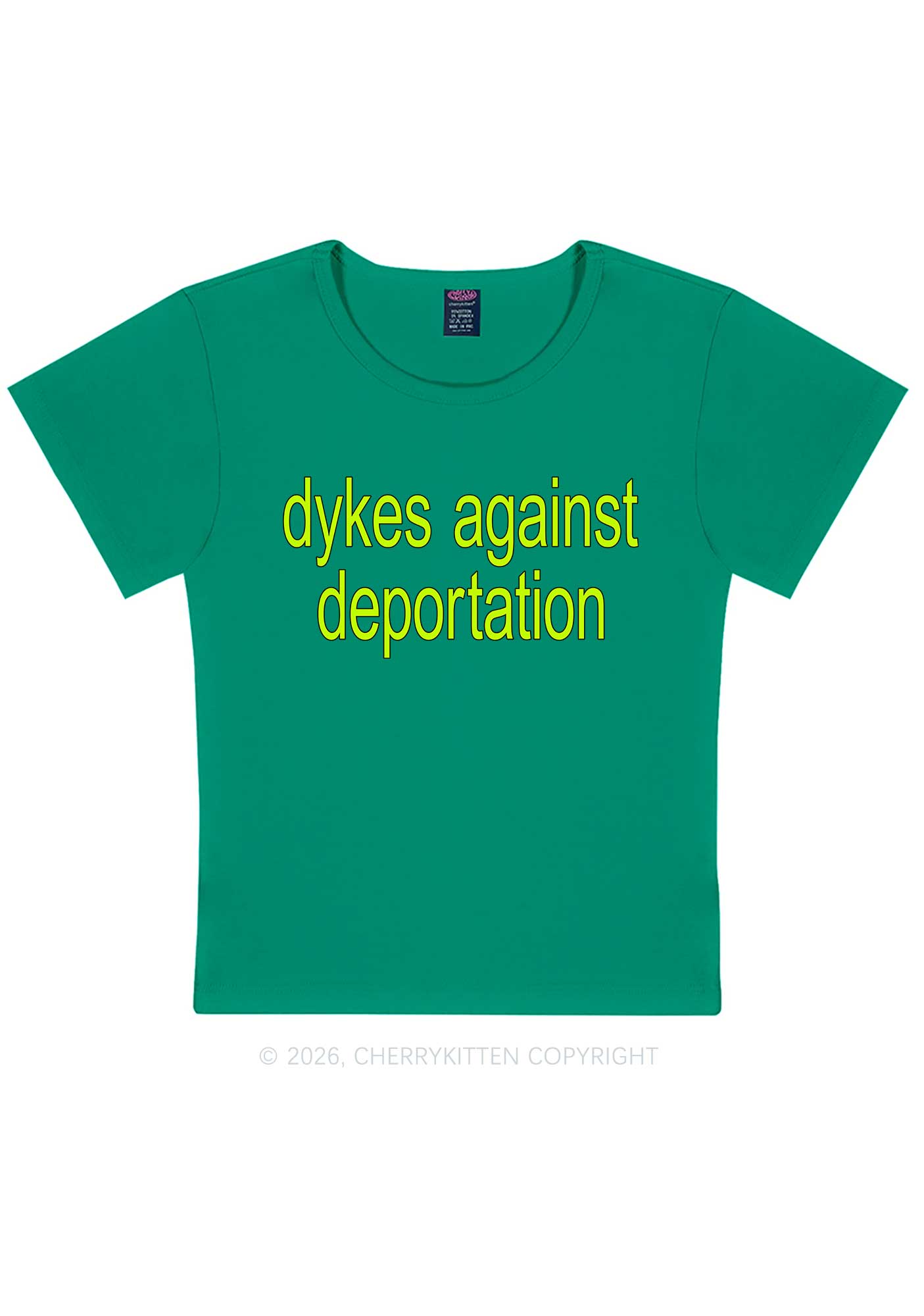 Dykes Against Deportation Pride Y2K Baby Tee Cherrykitten