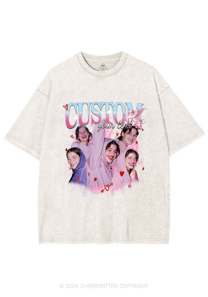 Cupid Custom Portrait Y2K Valentine's Day Washed Tee Cherrykitten