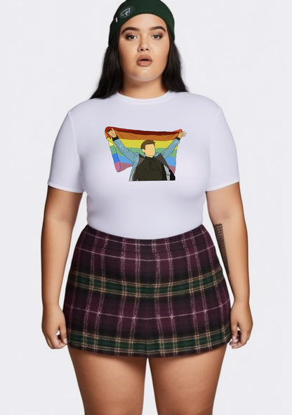 Curvy HS Pride Flag Baby Tee