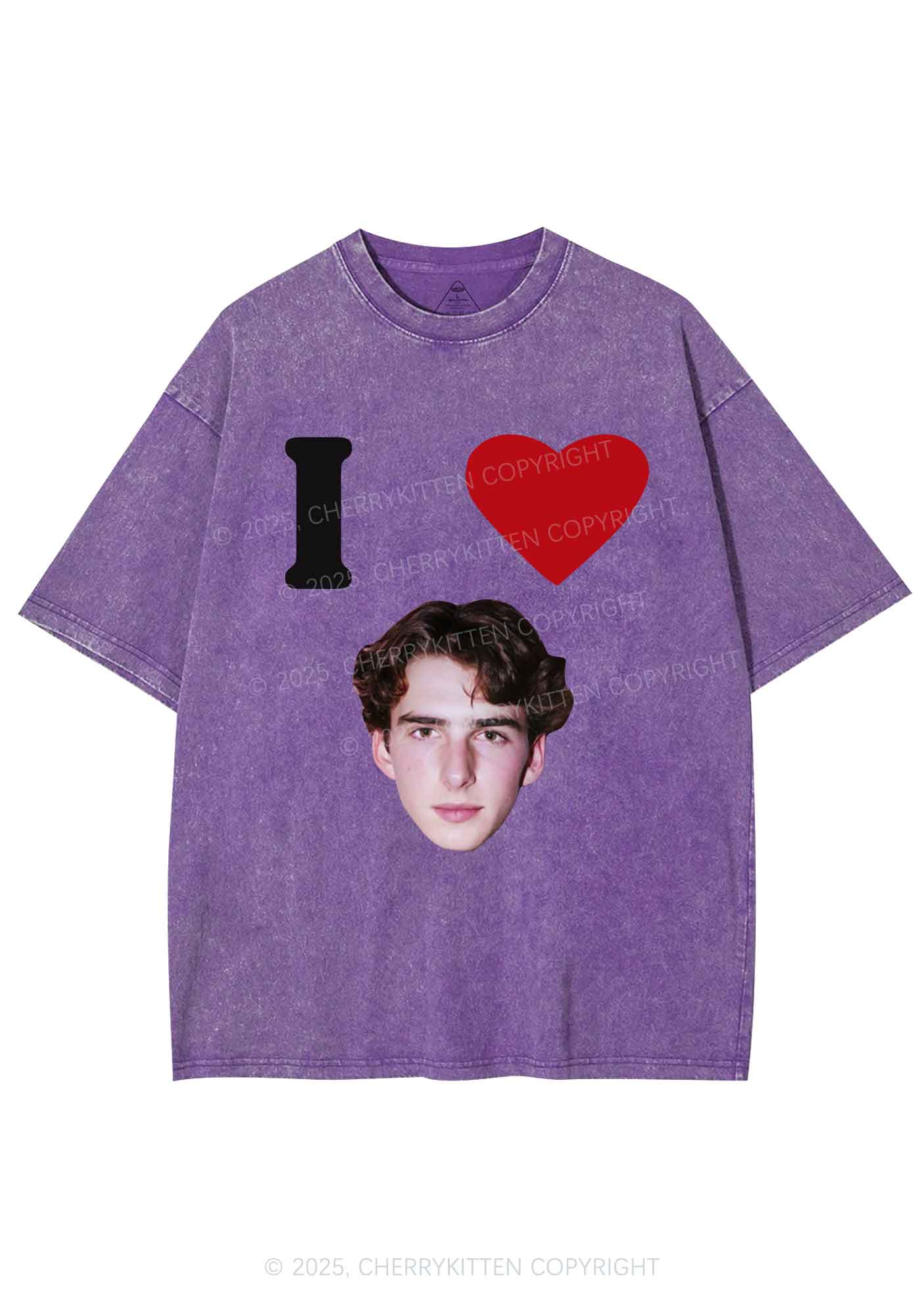 I Love Custom Portrait Y2K Shirts Washed Tee Cherrykitten