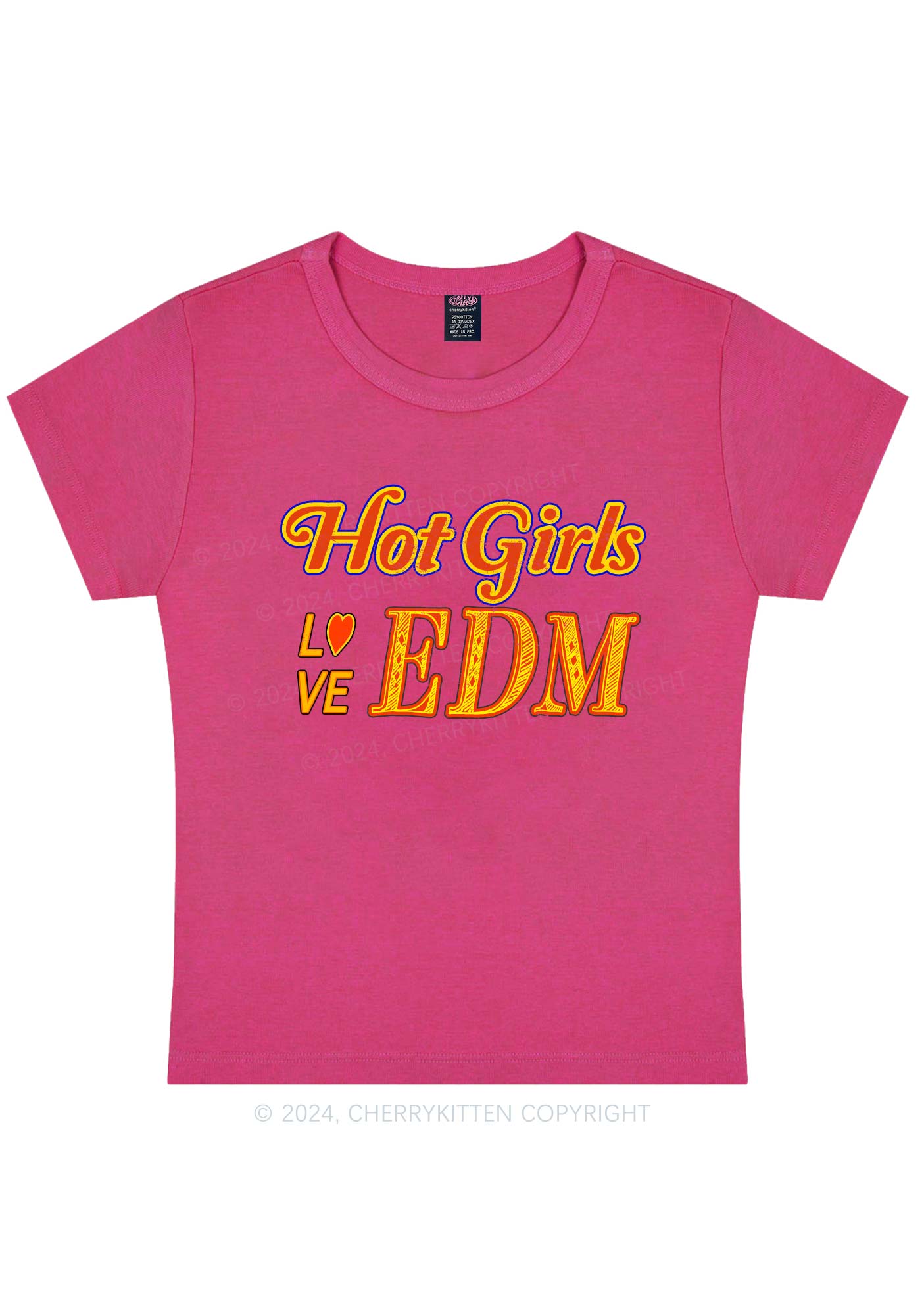 Hot Girls Love Edm Y2K Baby Tee Cherrykitten