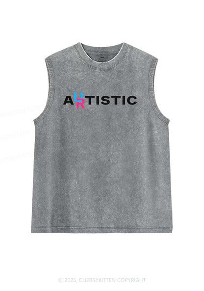 Autistic Artistic Y2K Washed Muscle Tank Cherrykitten