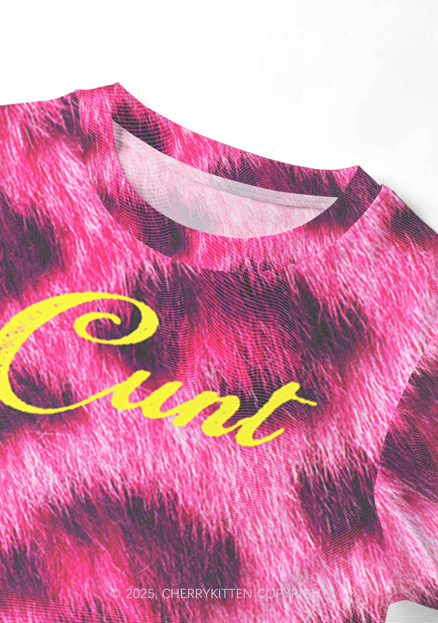 Pink Leopard Cxxt Y2K Mesh Crop Top Cherrykitten