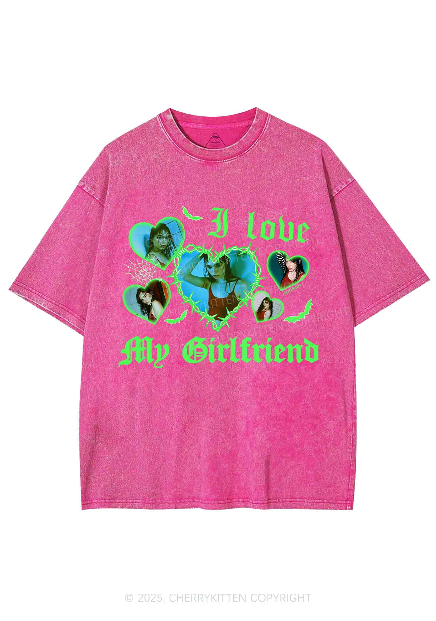 Custom Halloween Girlfriend Photos Y2K Shirts Washed Tee Cherrykitten