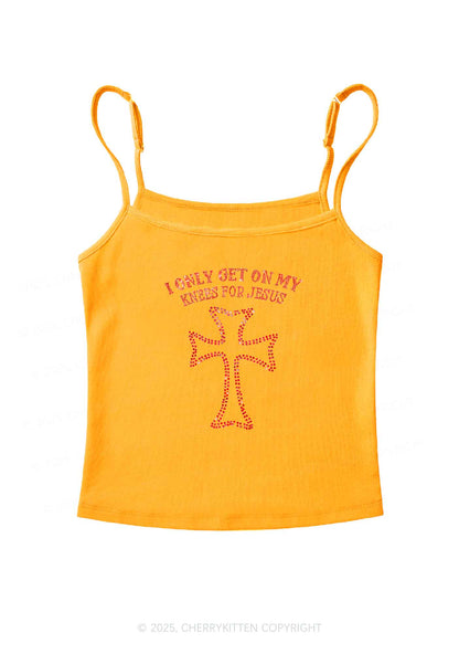 Rhinestone Get On Knees For Jesus Y2K Spaghetti Strap Cami Cherrykitten