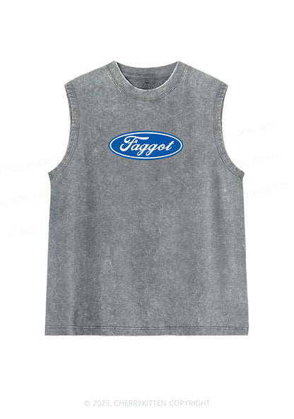 Faggot Pride Y2K Washed Muscle Tank Cherrykitten