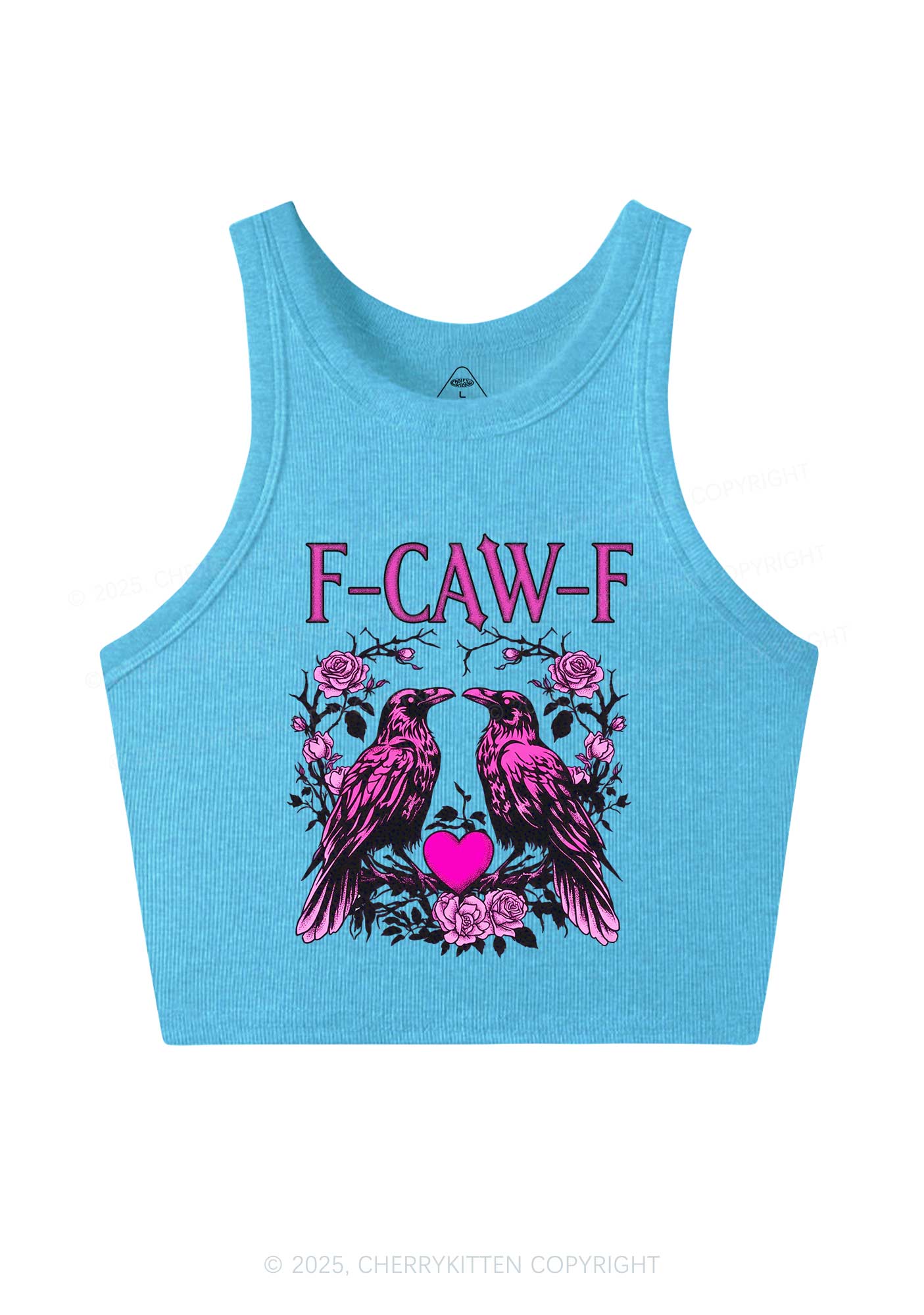 F CAW F Pink Ravens Valentine's Day Y2K Crop Tank Top Cherrykitten