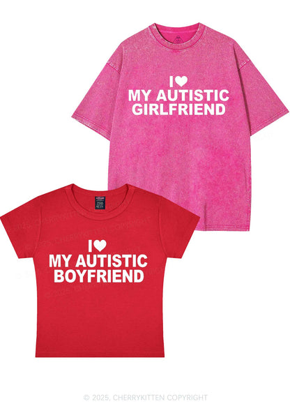 I Love My Autistic GF BF Y2K Valentine's Day Couple Shirt Cherrykitten