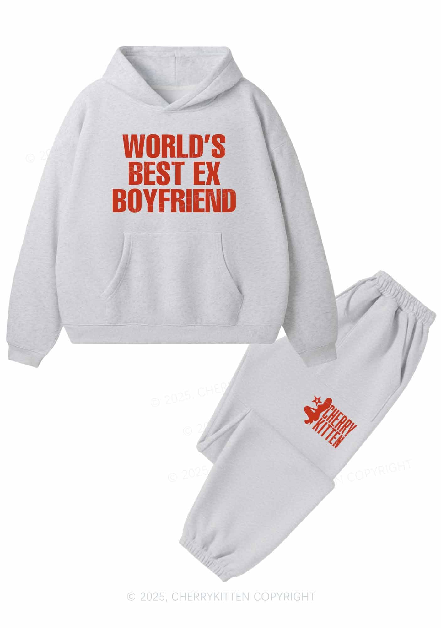 Best Ex Boyfriend Y2K Fleece Hoodie Set Cherrykitten