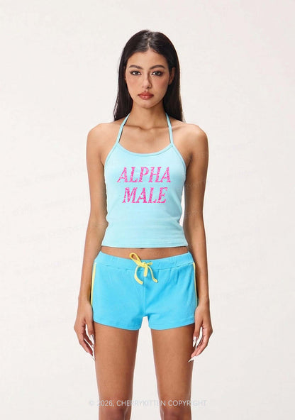 Glitter Alpha Male Y2K Halter Neck Cami Cherrykitten