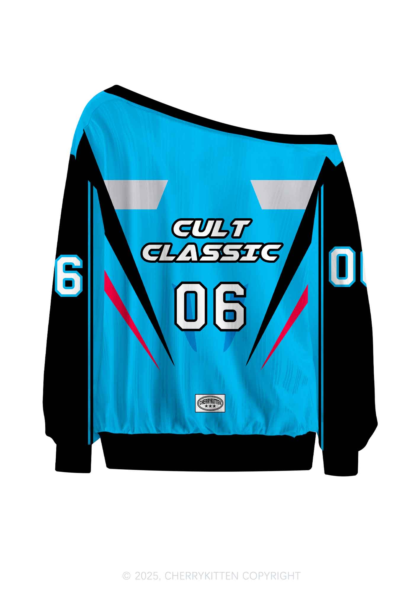 Custom Blue Cult Classic Y2K Off Shoulder Long Sleeve Sport Jersey Shirts Cherrykitten