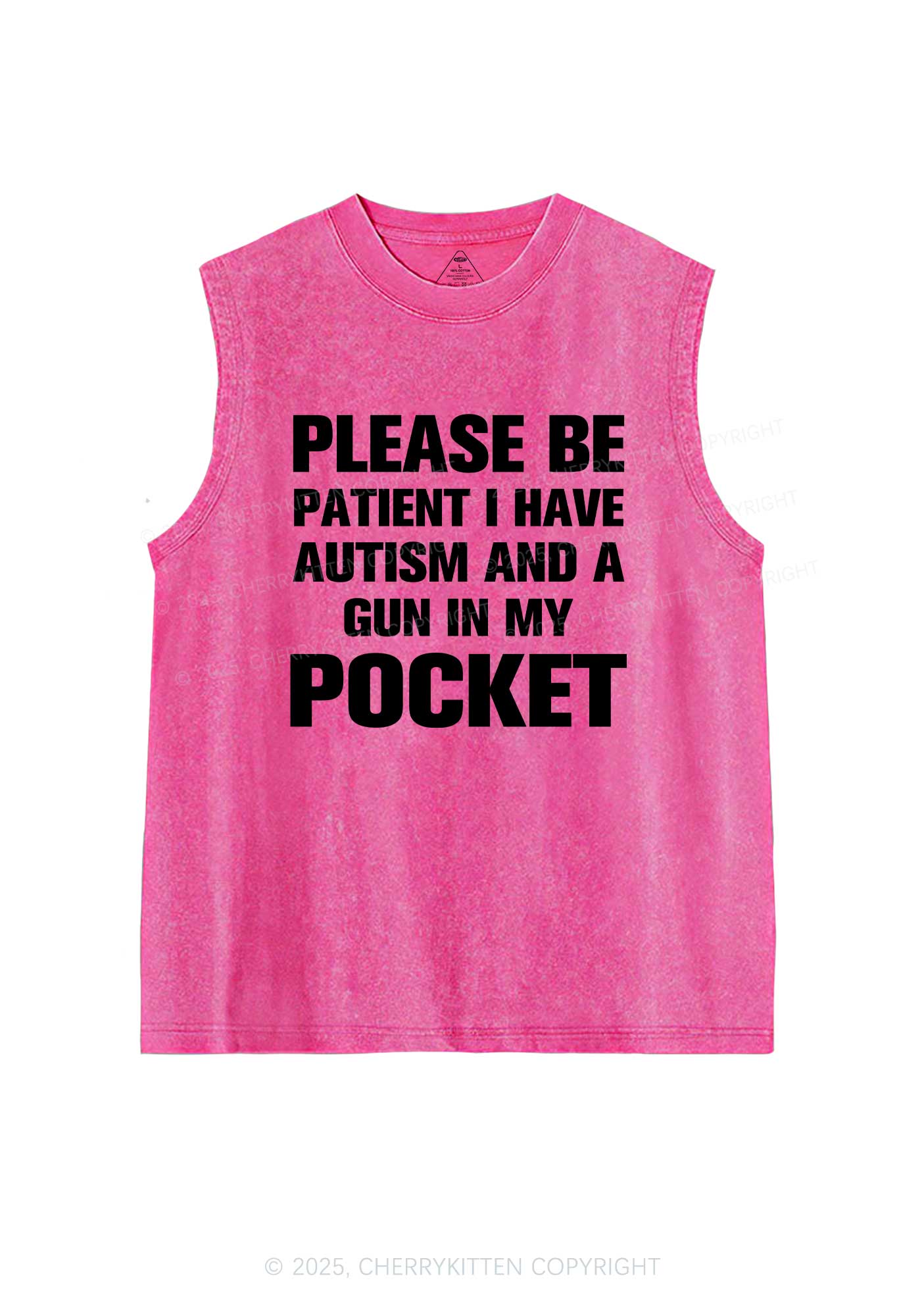 Please Be Patient Y2K Washed Muscle Tank Cherrykitten