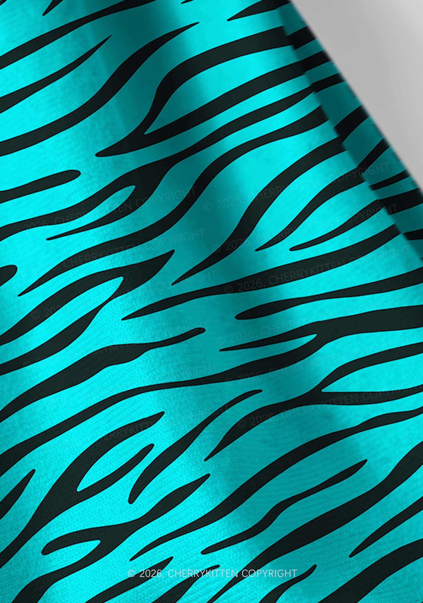 Bright Cyan Zebra Stripes Y2K Print Headband Cherrykitten