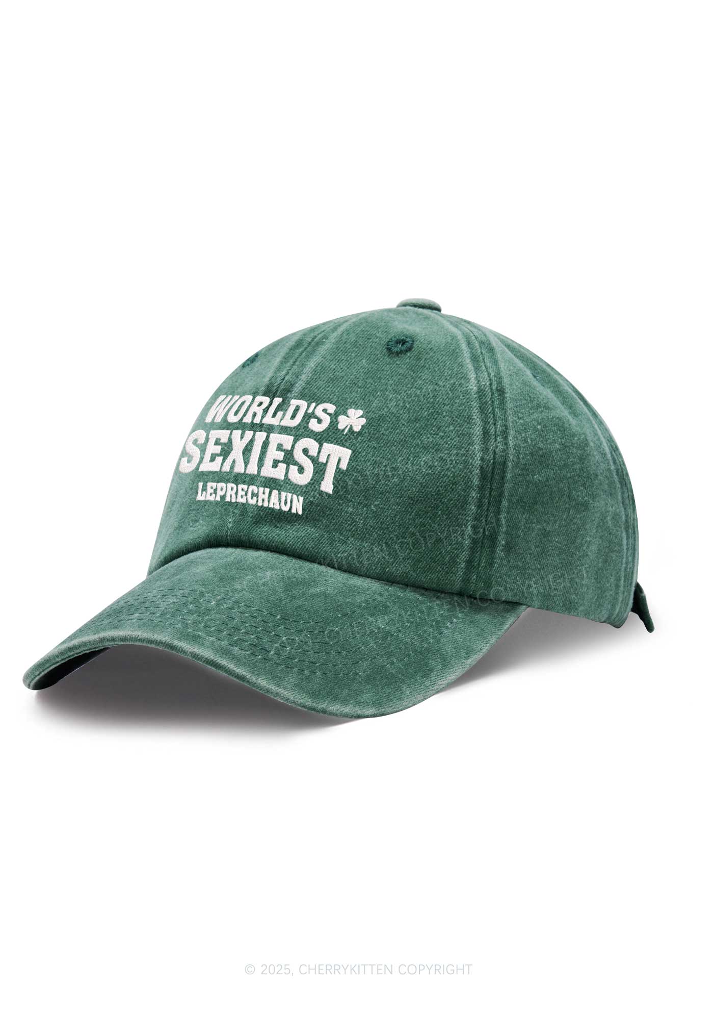 Embroidered Worlds Sexiest Leprechaun St Patricks Y2K Washed Baseball Cap Cherrykitten