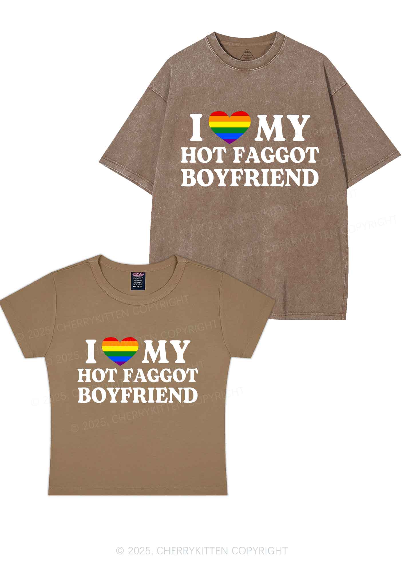 Love My Hot Faggot BF Y2K Valentine's Day Couple Shirt Cherrykitten