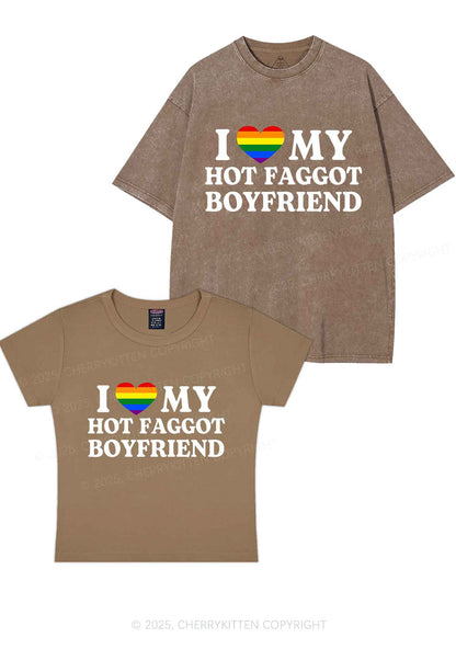Love My Hot Faggot BF Y2K Valentine's Day Couple Shirt Cherrykitten