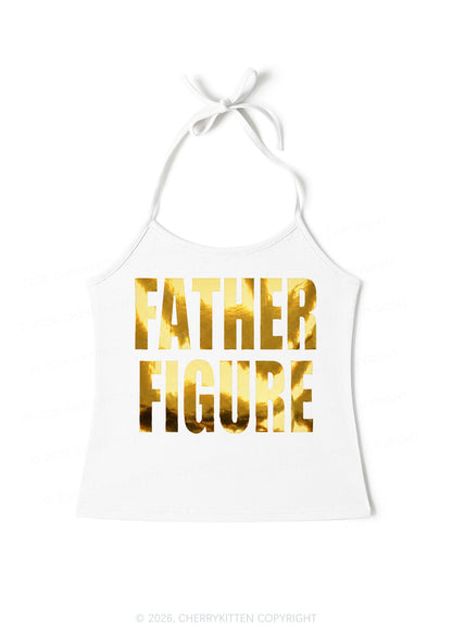 Father Figure Silver Foil Printed Y2K Halter Neck Cami Cherrykitten