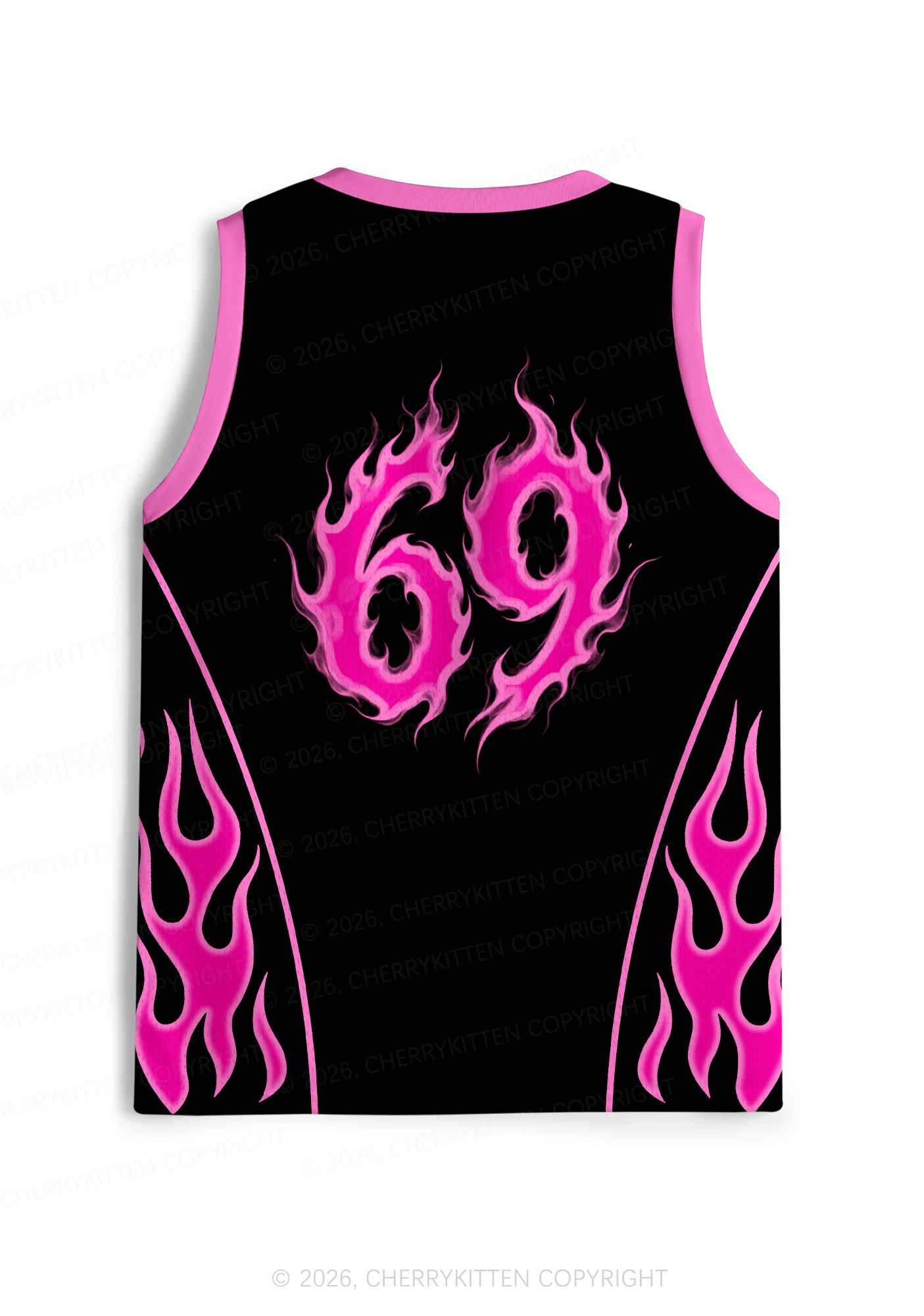Hot Pink Flame Lesbian Pride Y2K Sport Jersey Tank Cherrykitten