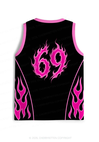 Hot Pink Flame Lesbian Pride Y2K Sport Jersey Tank Cherrykitten