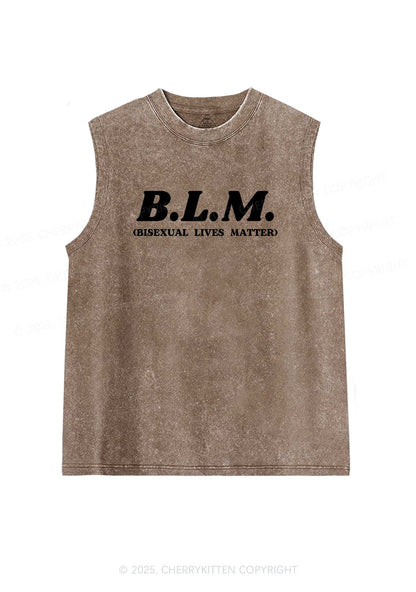 Bisexual Lives Matter Pride Y2K Washed Muscle Tank Cherrykitten