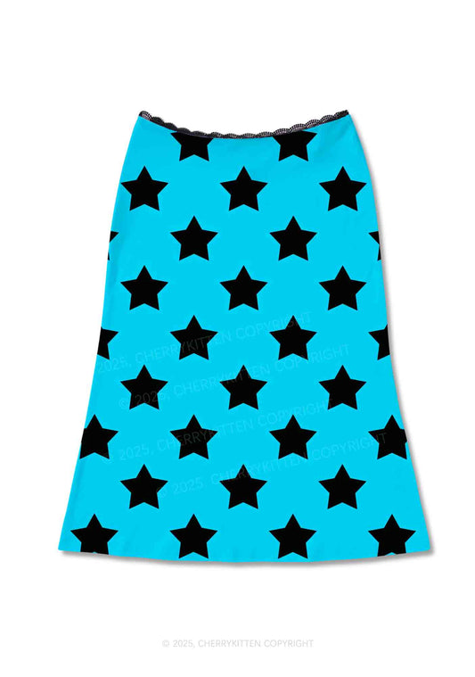 Punk Red Heart Y2K Print Midi Skirt Cherrykitten