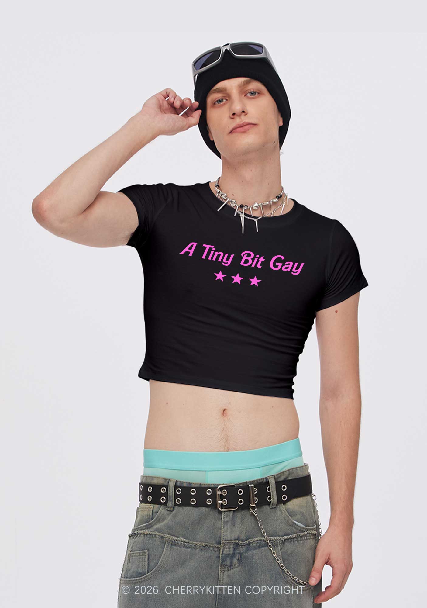A Tiny Bit Gay Pride Y2K Baby Tee Cherrykitten
